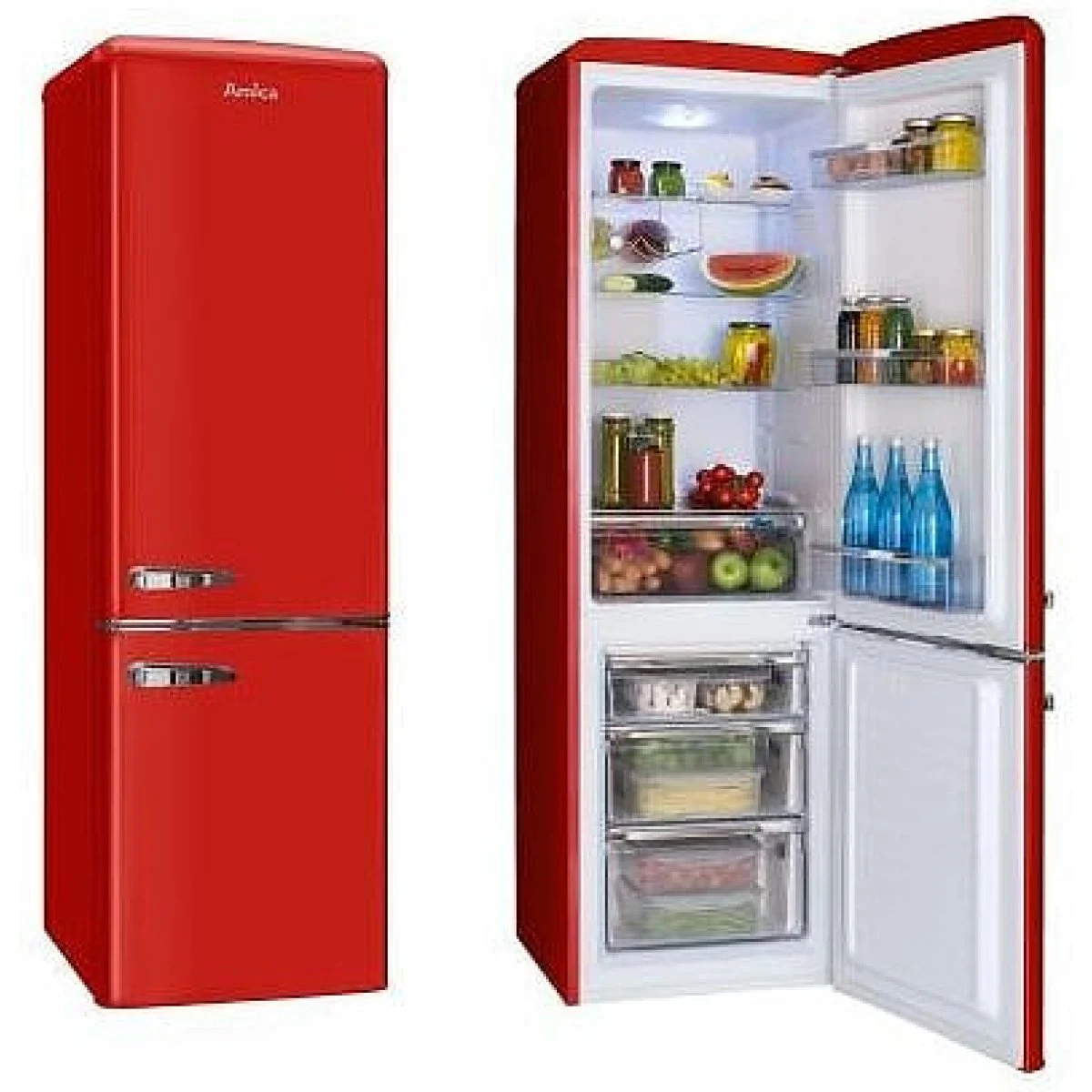 Frigorífico Amica 181x55 A++ Retro Rojo