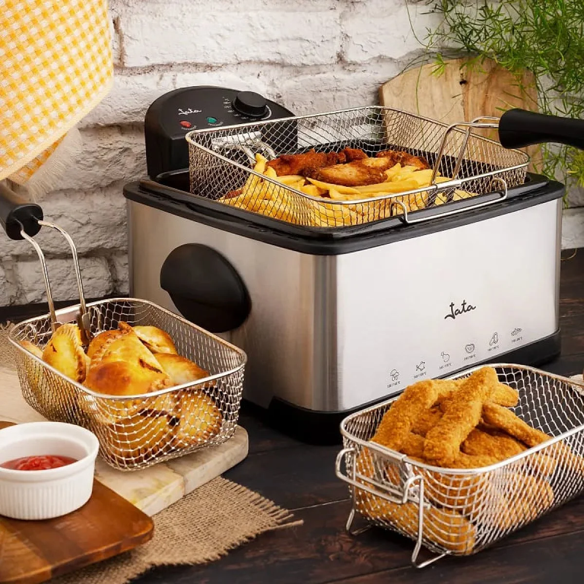 Freidora Jata FR700 4L 2000W Inox 3 Cestas
