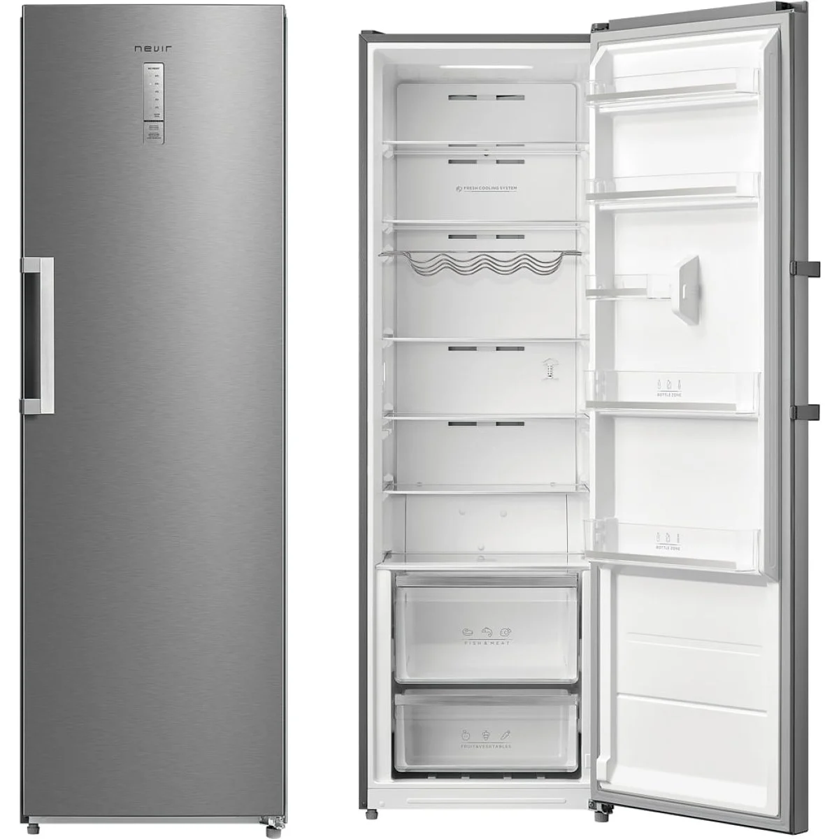Frigorífico Nevir NF E 185X60 Inox Total No Frost