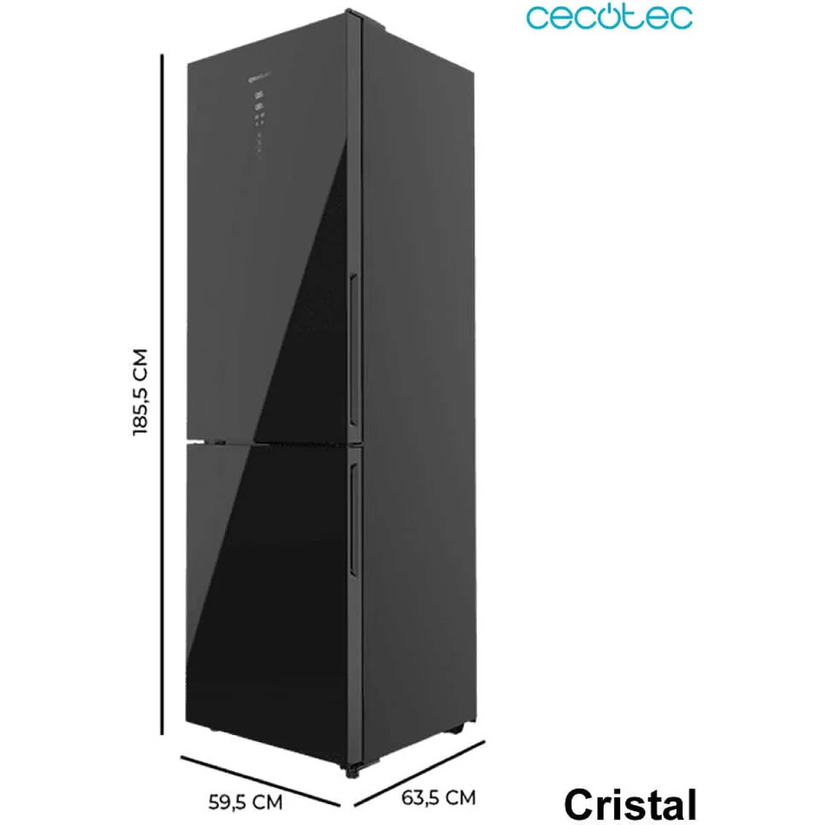 Frigorífico Cecotec 185X60 D Cristal Negro CoolMarket Combi 322i Black Glass D