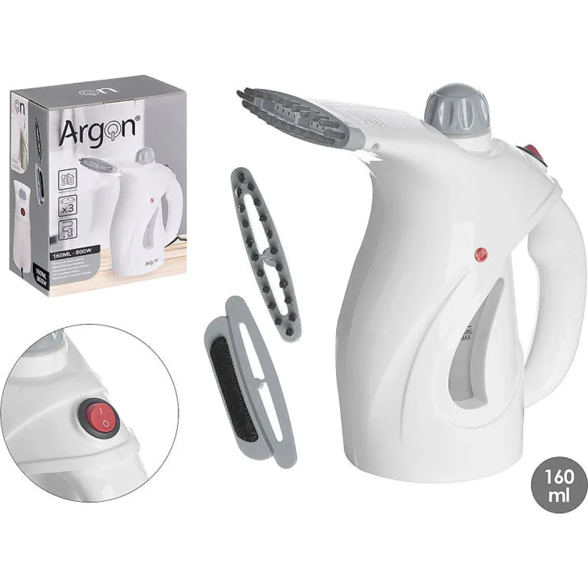 Plancha Vapor Vertical Argon 160 ml Asa Gris