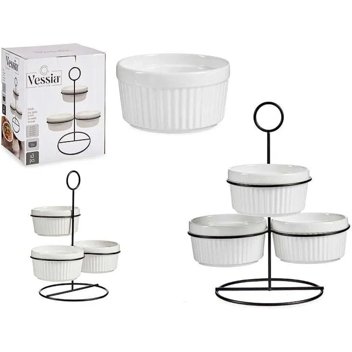 Set 3 Bols Redondos Blancos 250 ml Estante Vert