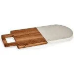 Tabla de Corte Madera Marmol Blanco con Asa