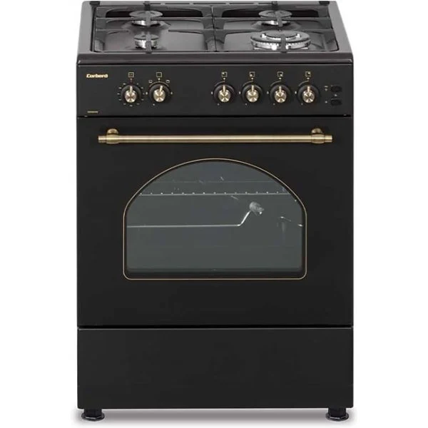 Cocina Gas Corbero Rústica CCSF6022NR 4F Horno 55L Negro