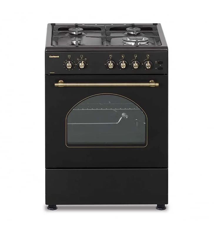 Cocina Gas Corbero Rústica CCSF6022NR 4F Horno 55L Negro