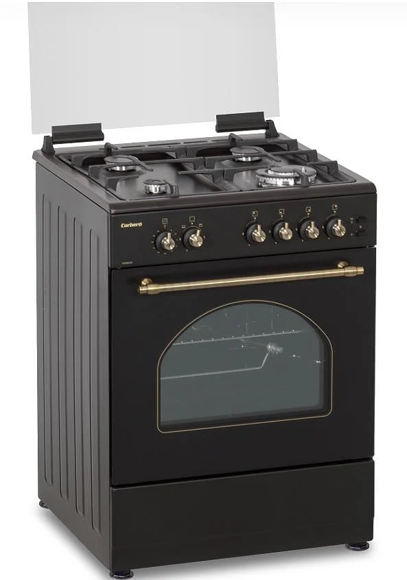Cocina Gas Corbero Rústica CCSF6022NR 4F Horno 55L Negro