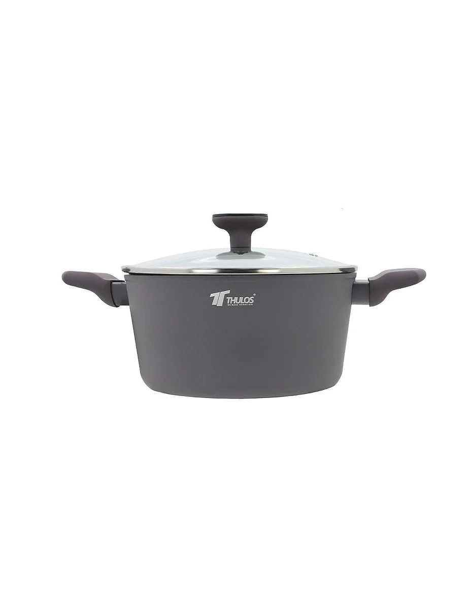 Olla Alta Thulos Alum Forj 24 cm Tapa Cristal