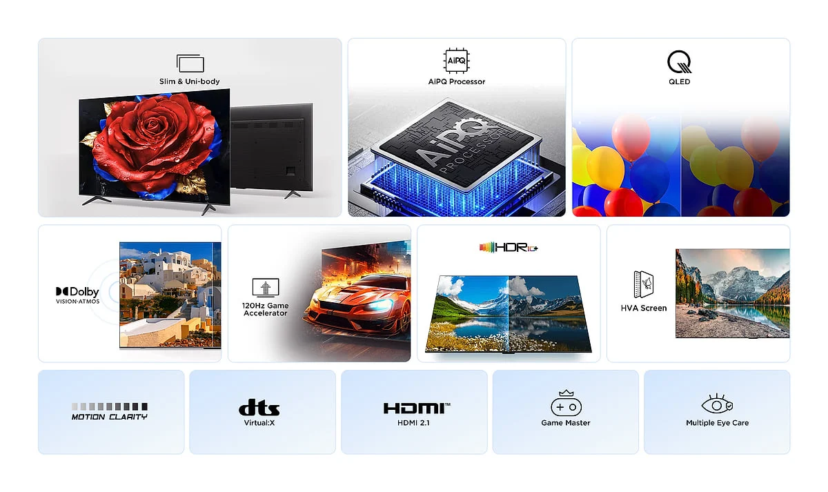 Pantalla LED TCL 55" Smart TV QLED Google TV Bluetooth