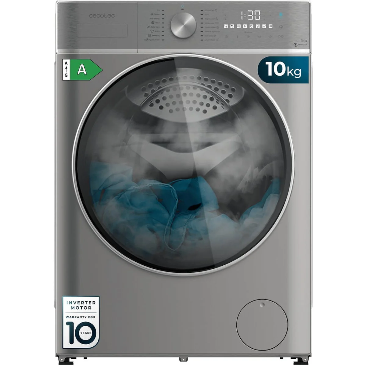 Lavadora Cecotec Bolero DressCode 10 Kg 1400 rpm Clase A Inverter Steel