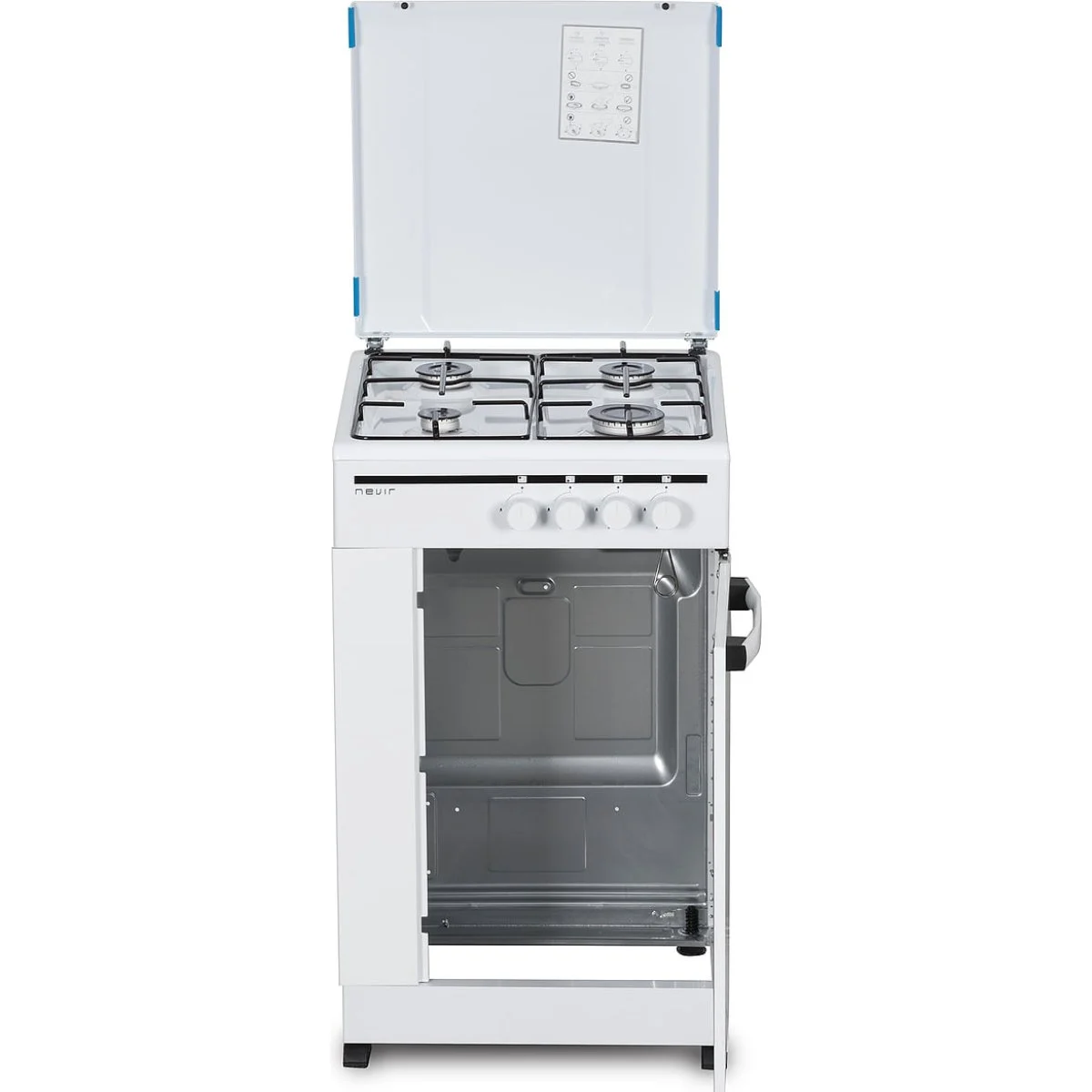 Cocina Gas Nevir NVR-CB4P 4 Quemadores Portabombonas Blanca