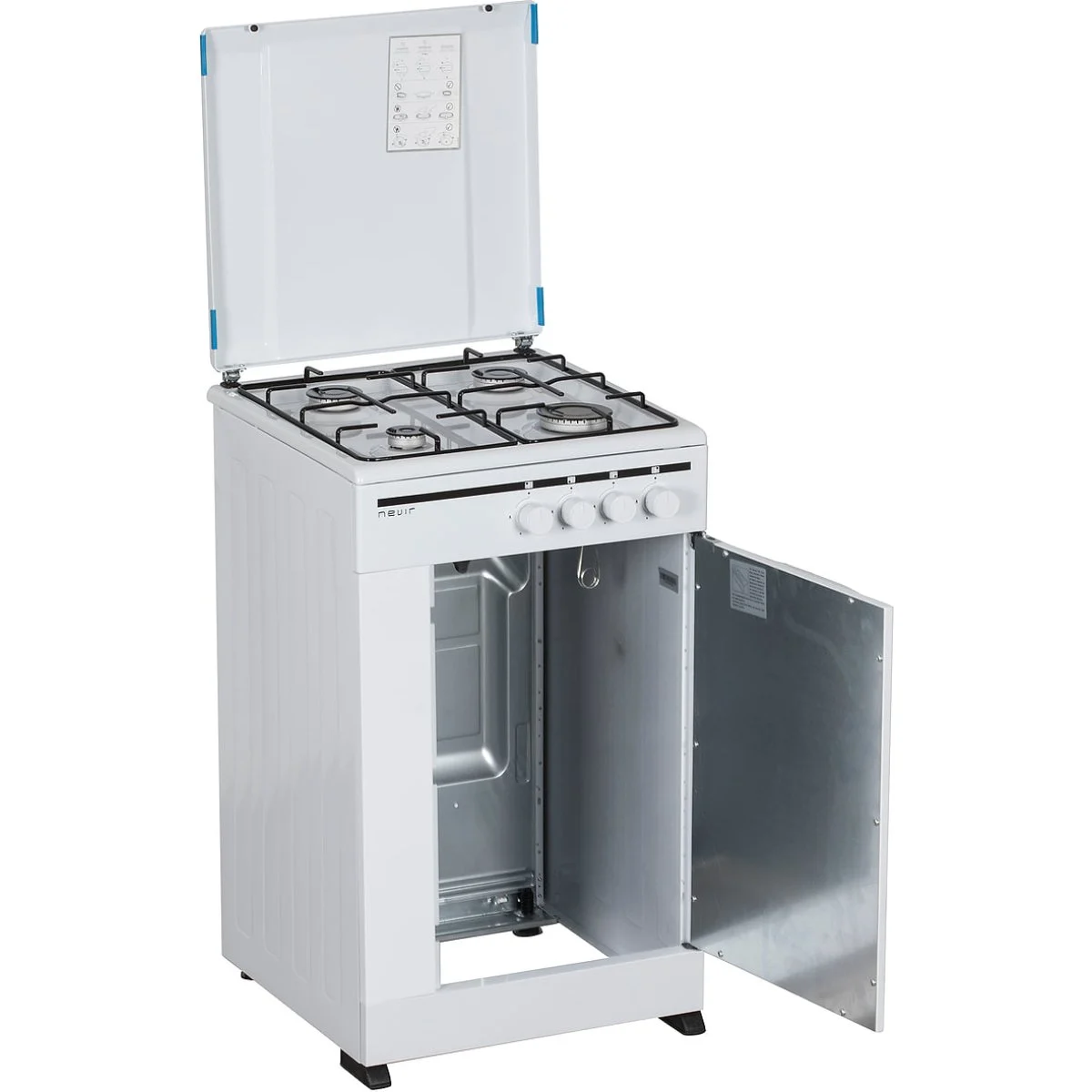 Cocina Gas Nevir NVR-CB4P 4 Quemadores Portabombonas Blanca
