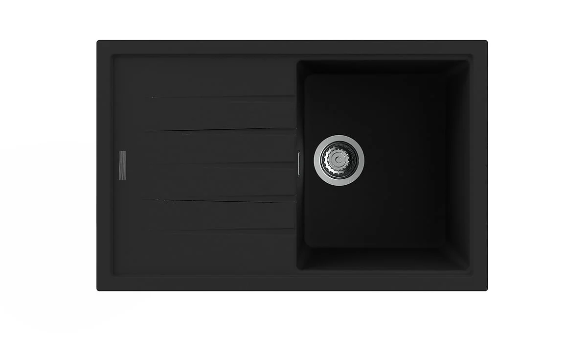 Fregadero Nodor Granito 78x50 1 Sen + Escur Negro