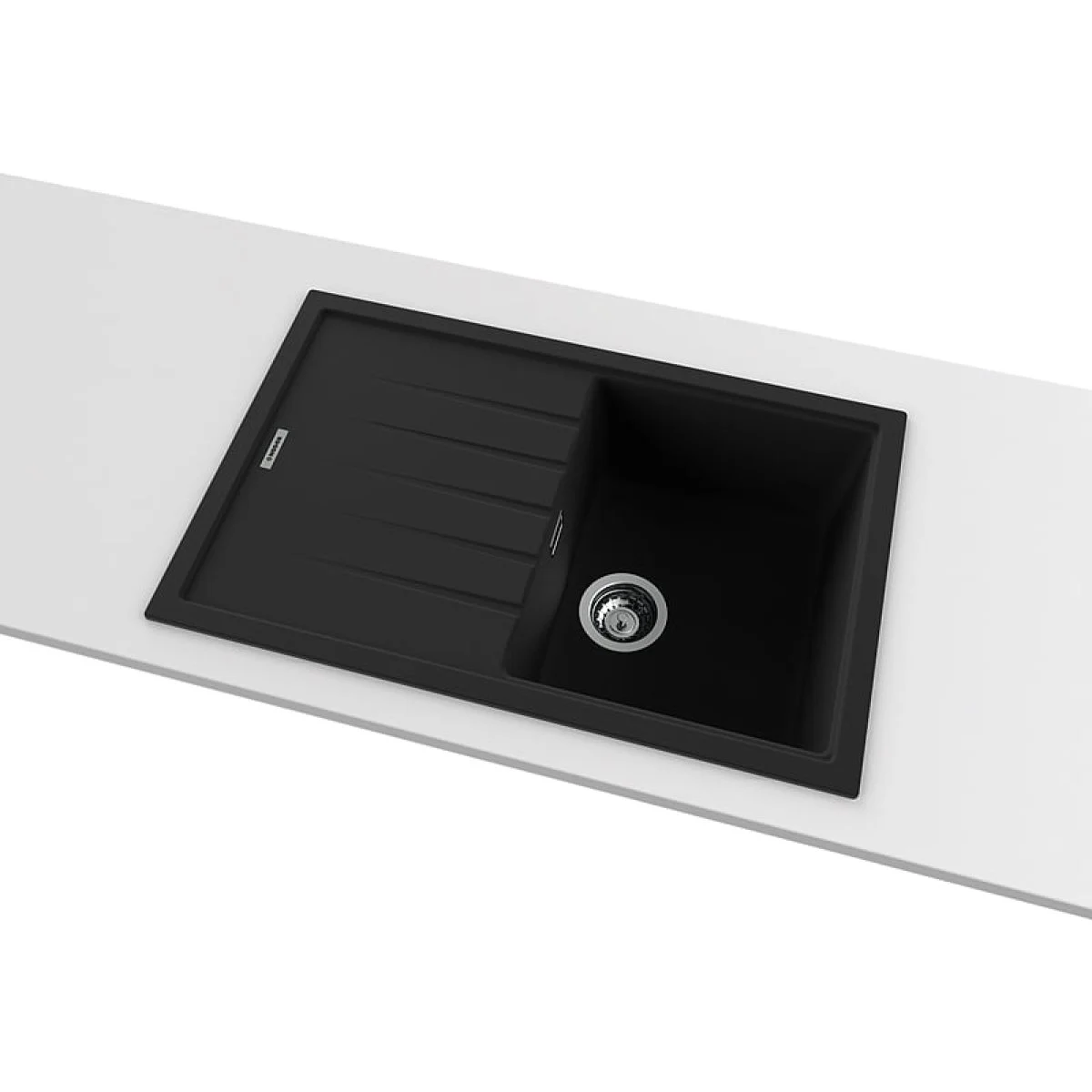 Fregadero Nodor Granito 78x50 1 Sen + Escur Negro