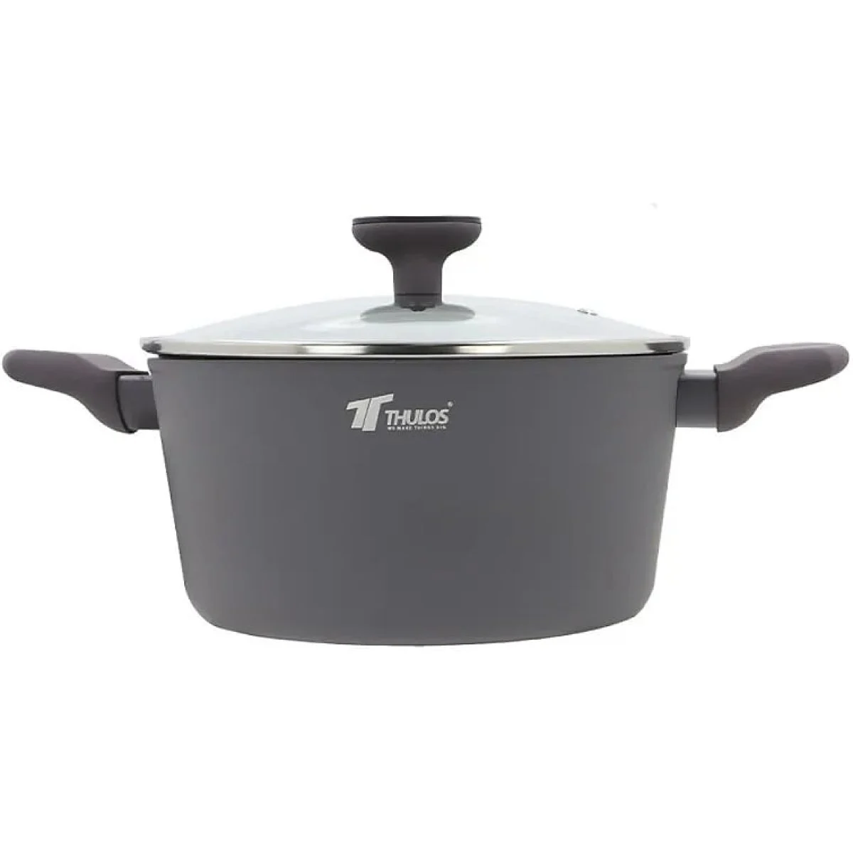 Olla Alta Thulos TH-GC28T 28 cm Tapa Cristal Aluminio Forjado