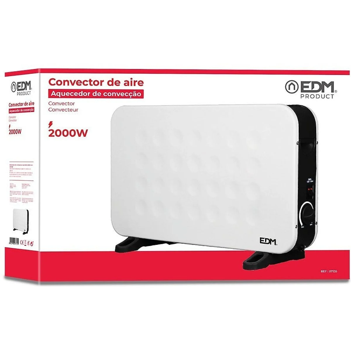 Convector Edm 2000 W Turbo Blanco Calefacción Eficiente