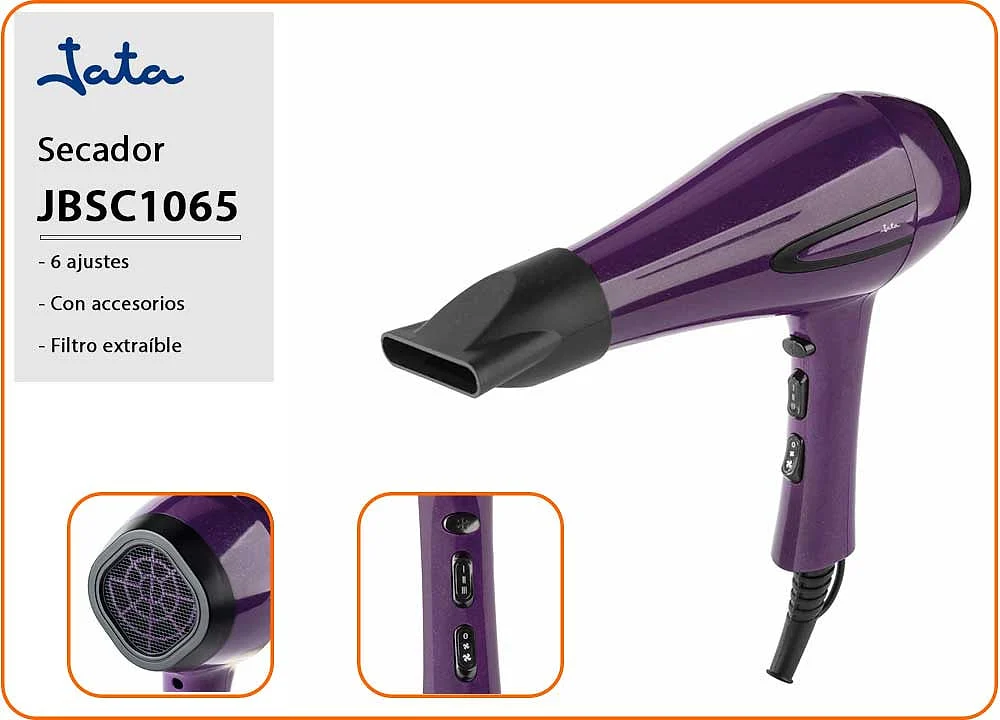 Secador de Pelo Jata 2200 W Motor AC Morado