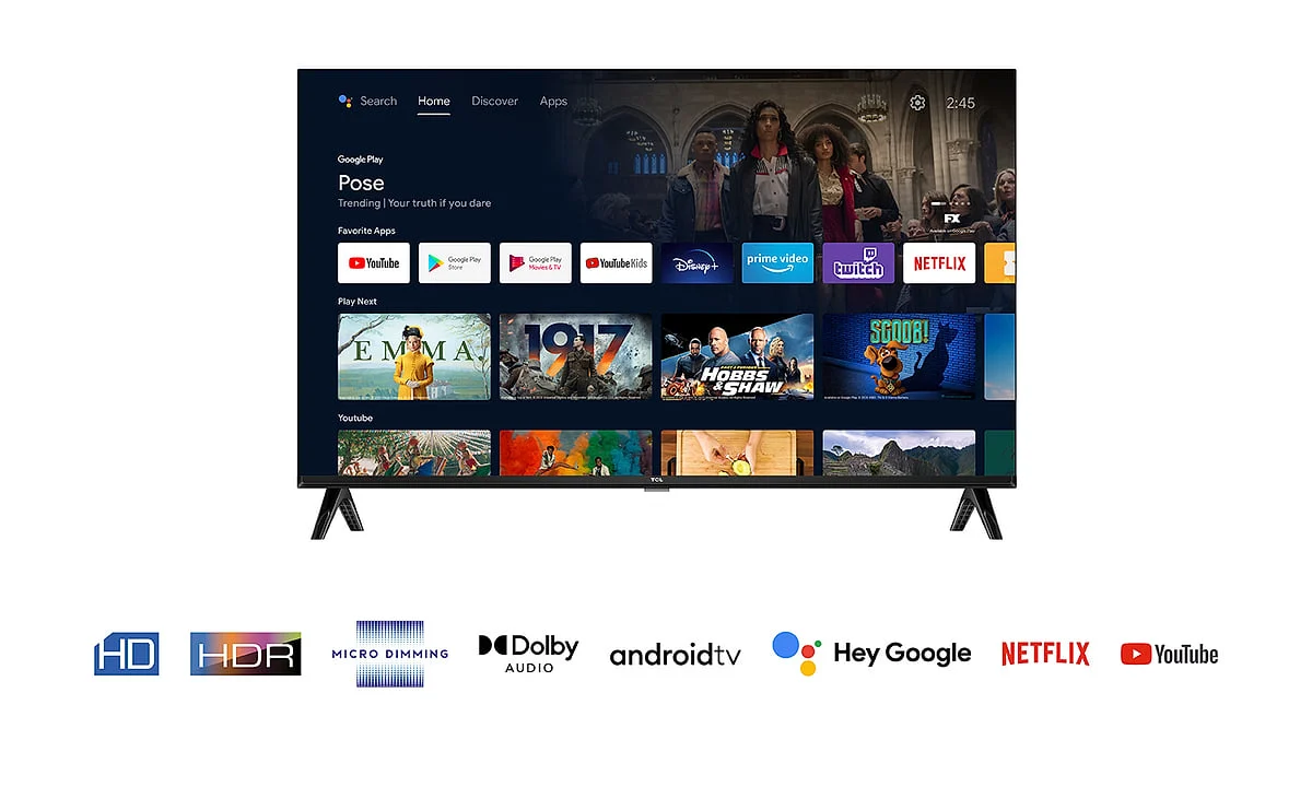 Pantalla LED TCL 32" Smart TV Bluetooth Android 11
