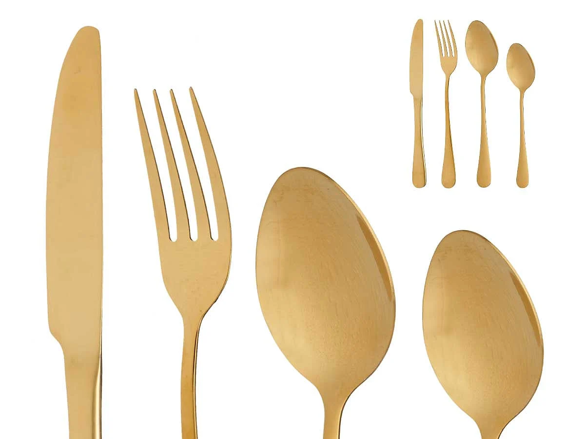 Cubertería Kinvara 16 Piezas Acero Dorado