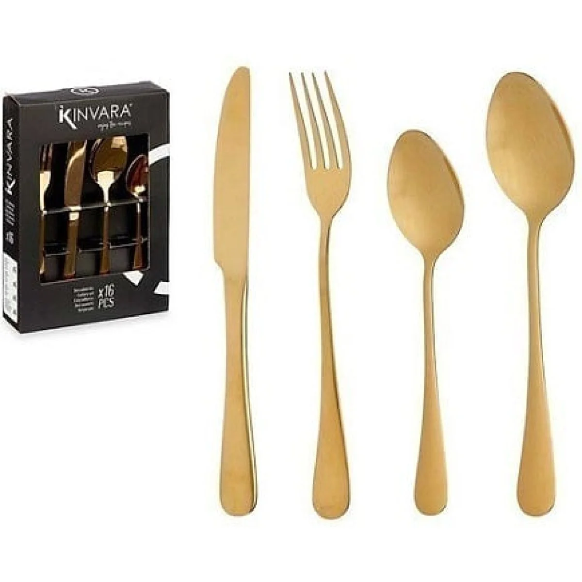 Cubertería Kinvara 16 Piezas Acero Dorado