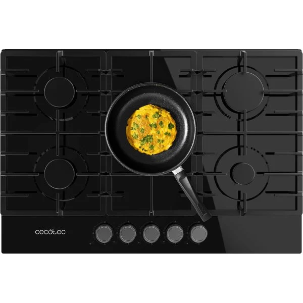 Placa Gas Cecotec Squad GN 5200F Cristal Negro 5 Fuegos 13,1 kW