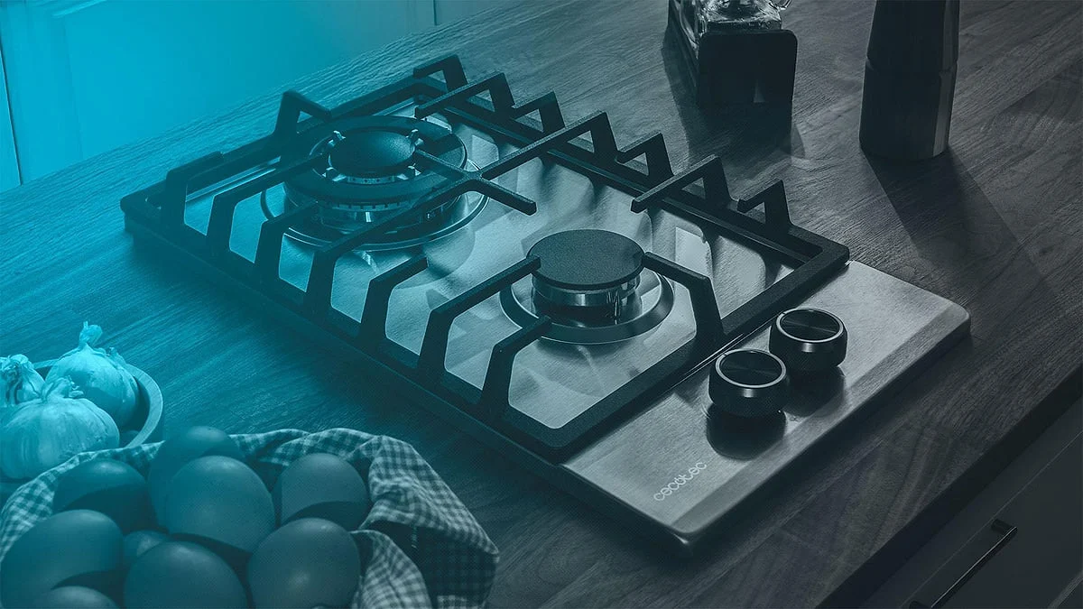 Encimera Cristal Gas Cecotec 2200F Gas Natural Negra Squad 2 F