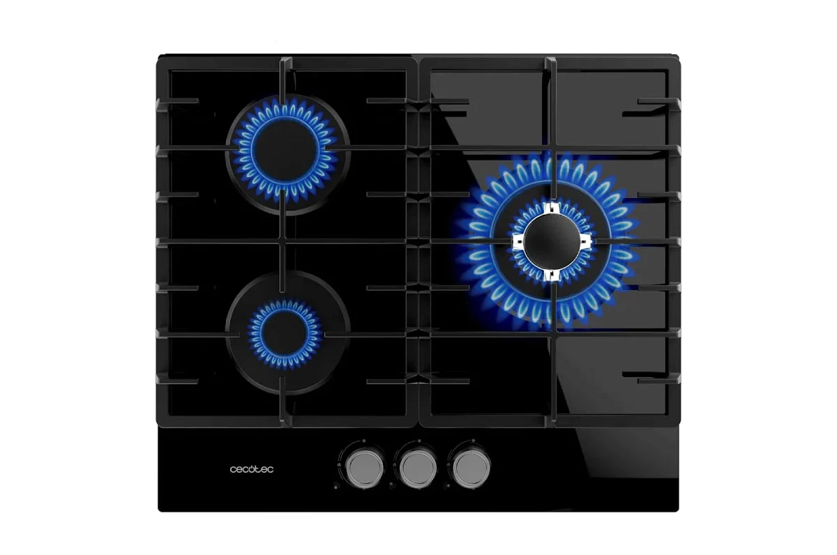 Encimera Cristal Gas Cecotec 3200F Negra Gas Natural
