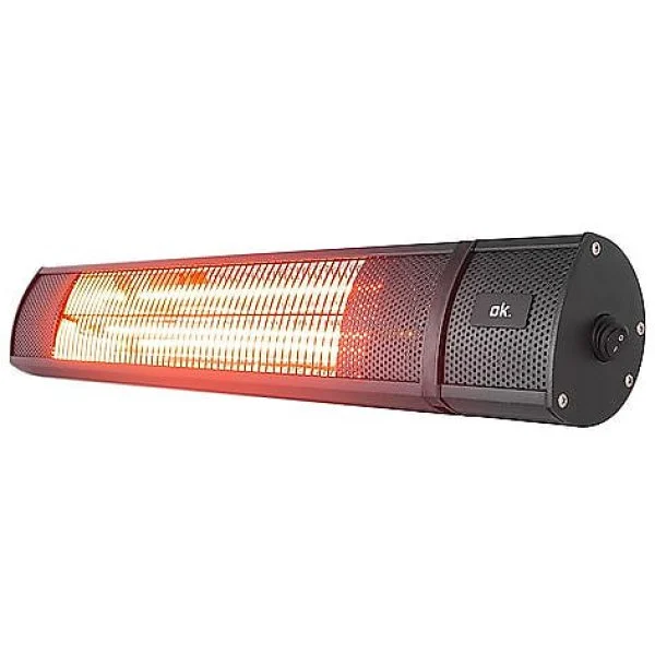 Estufa Cuarzo Ok Exterior 2 Tub 2000 W Negra