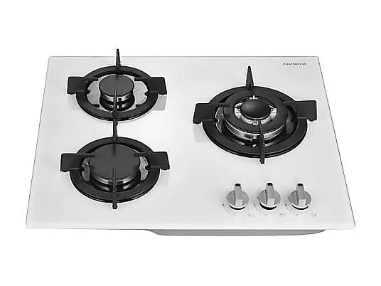 Encimera Cristal Gas Corbero CPCGY2313W 3 Fuegos Blanca