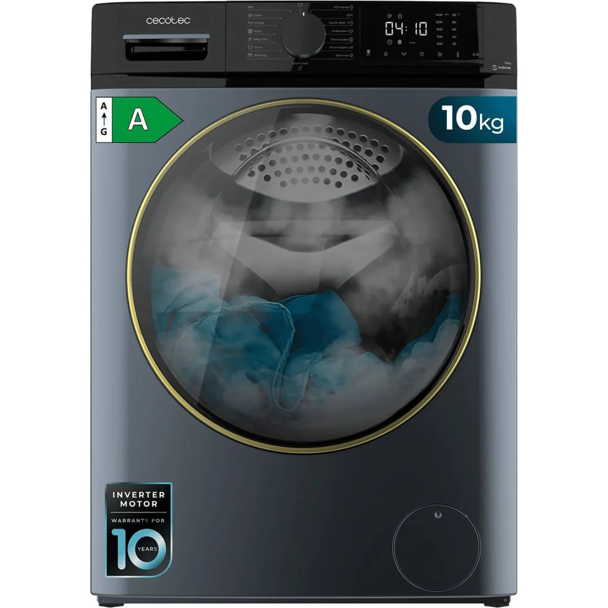 Lavadora Cecotec DressCode 10610 10 Kg 1400 A Inverter Ice Blue