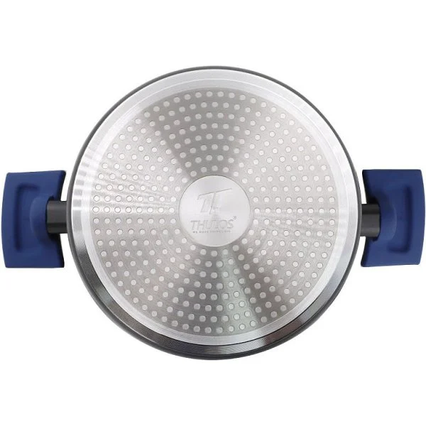 Olla Alta Thulos Alum 24 cm Tapa Cristal Asa Azul