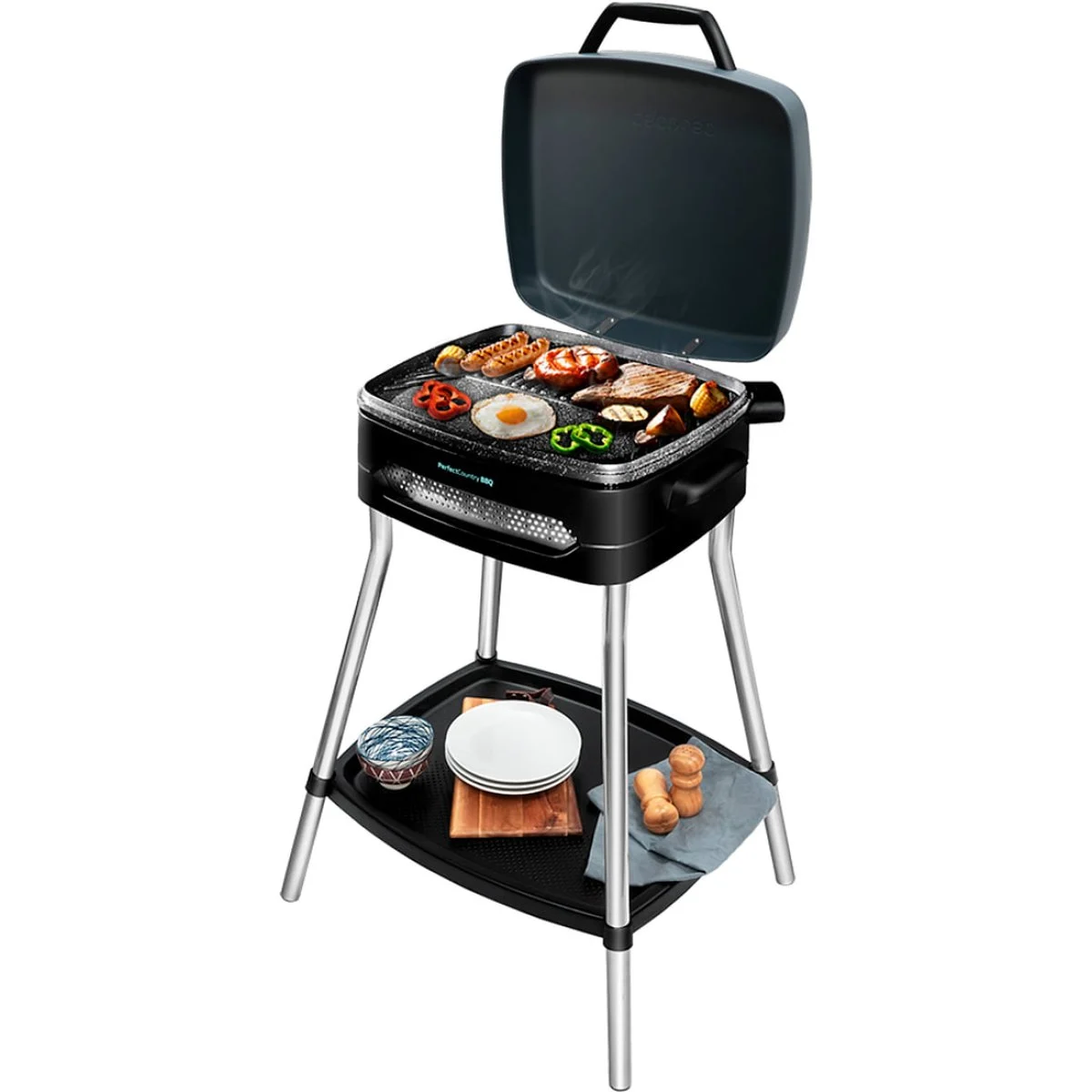 Barbacoa eléctrica Cecotec PerfectCountry BBQ 2000 W 43x38 cm Tapa abatible