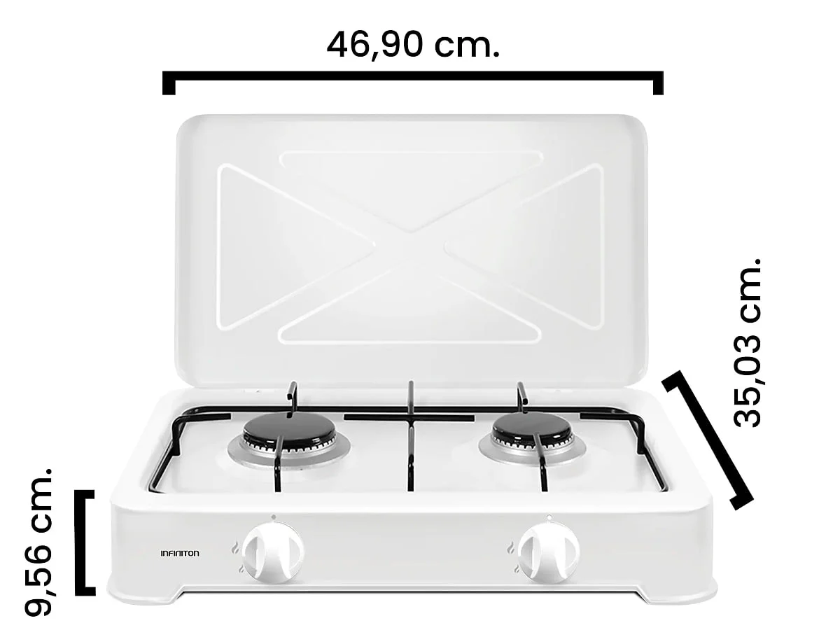 Hornillo Gas Infiniton GGP-W2 50 cm 1.85 kW 2 Zonas Blanco
