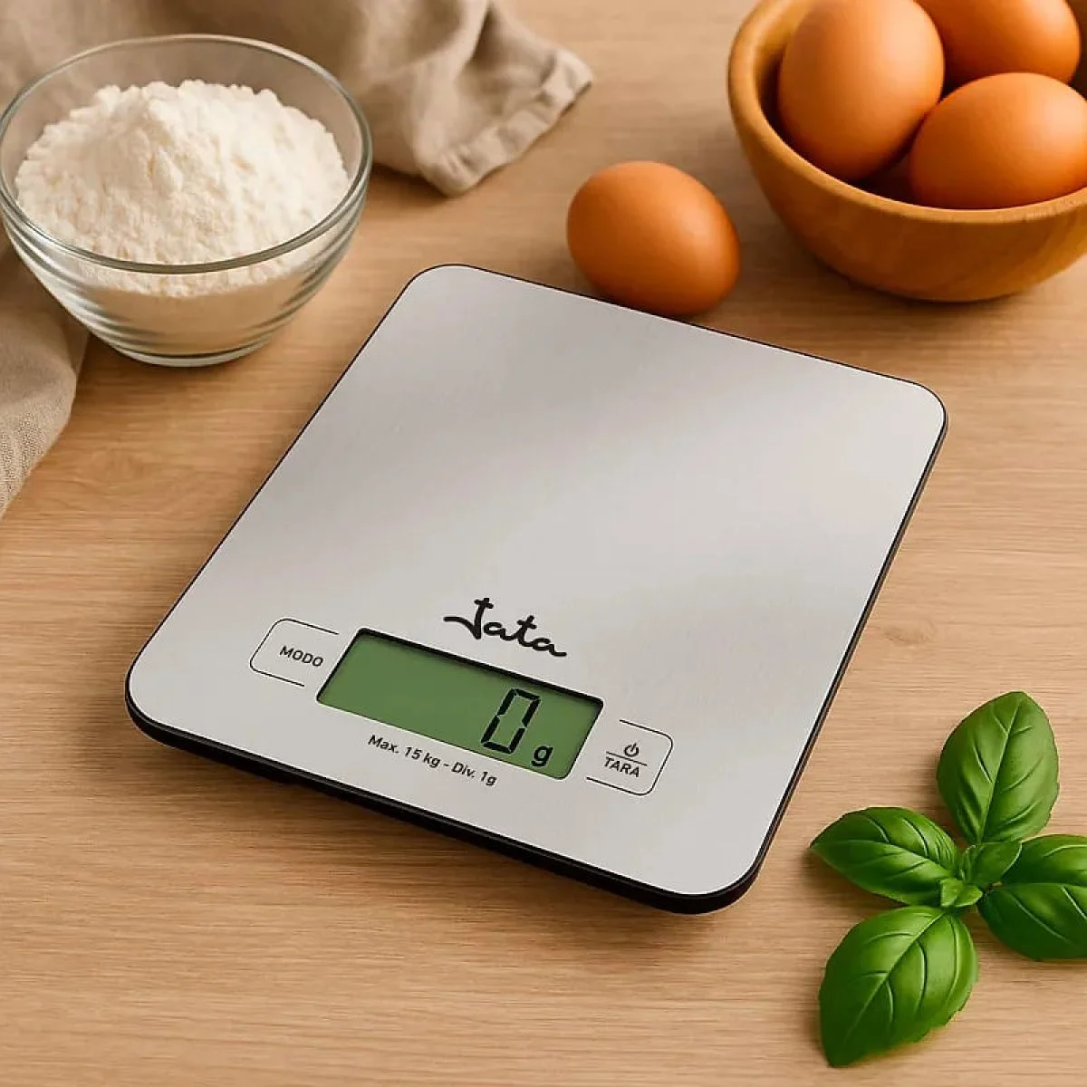Balanza Electrónica Jata MAX15KG Acero Inoxidable Reloj Temporizador