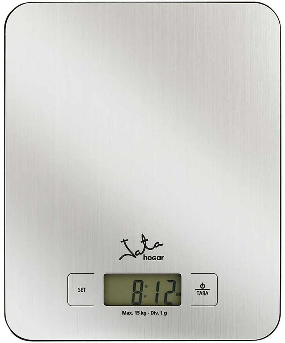Balanza Electrónica Jata MAX15KG Acero Inoxidable Reloj Temporizador