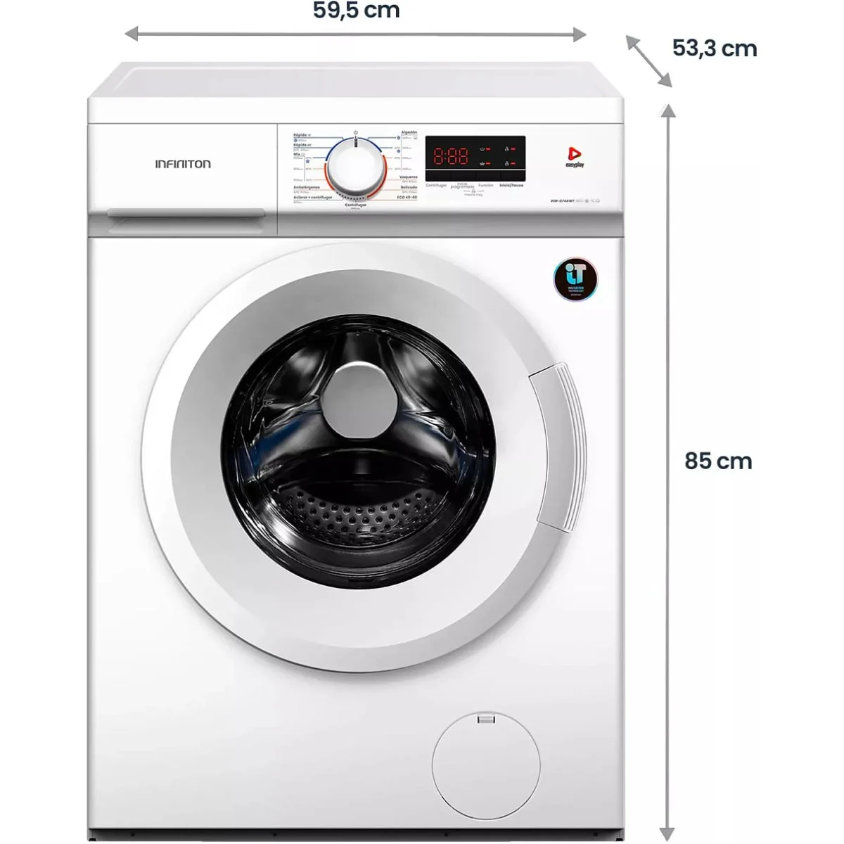 Lavadora Infiniton WM-D74AWT 7 Kg 1400 rpm Clase A Tapa Desmontable