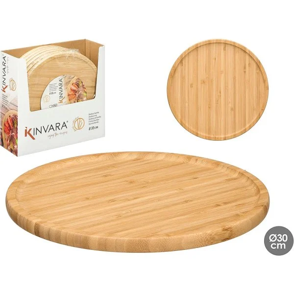 Bandeja Redonda Klimer 30 cm Bambú Diseño Elegante