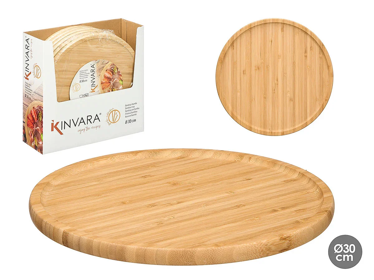 Bandeja Redonda Klimer 30 cm Bambú Diseño Elegante