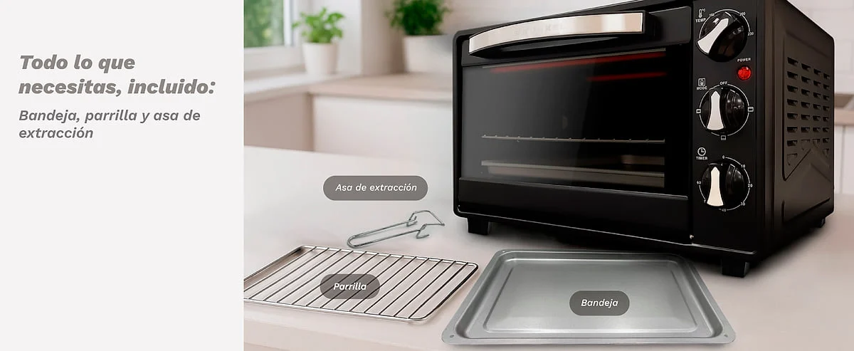 Horno sobremesa Grunkel HR-23HN 23 L 1500 W Negro