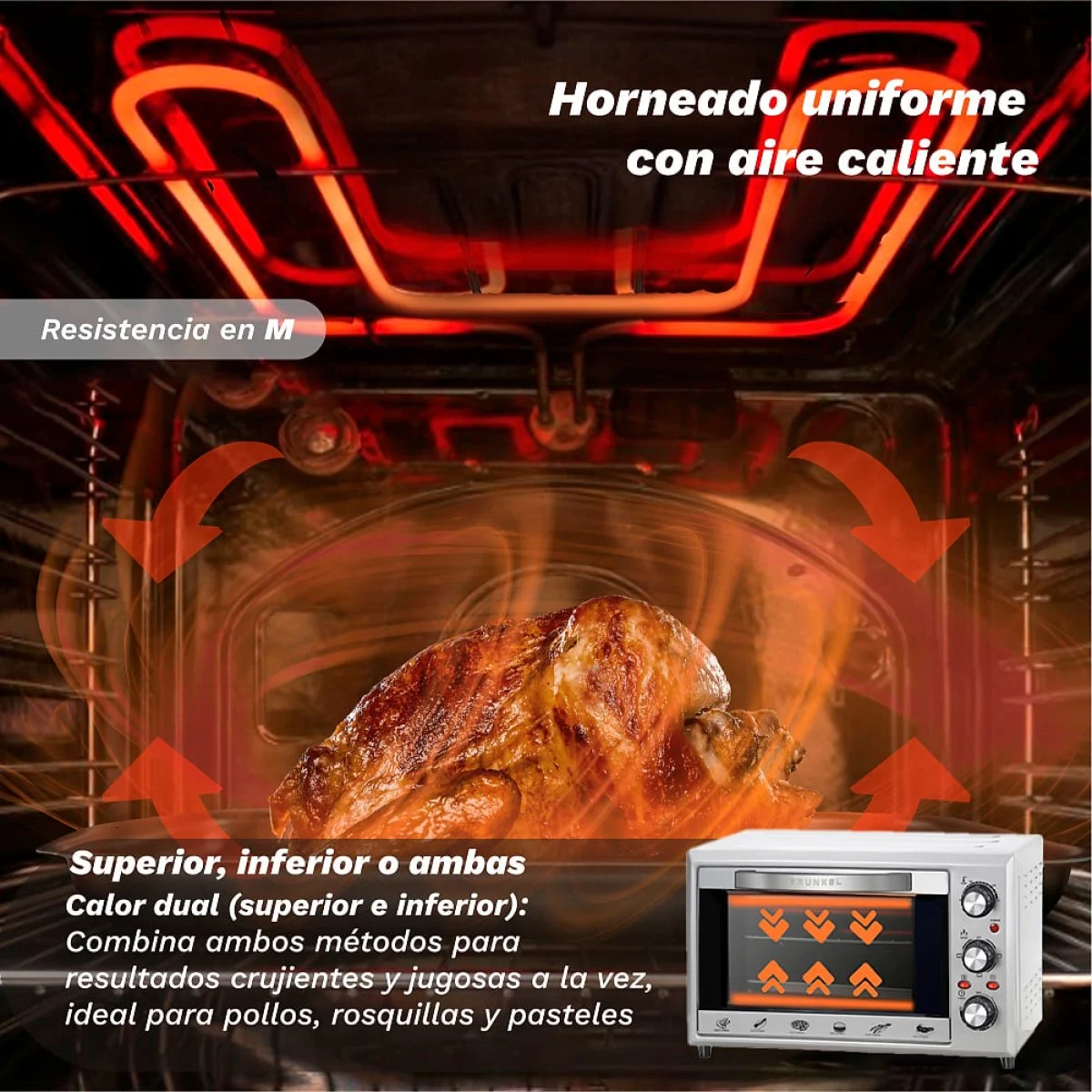 Horno eléctrico Grunkel HR-28SILVER 28 L 1600 W Convección Plata