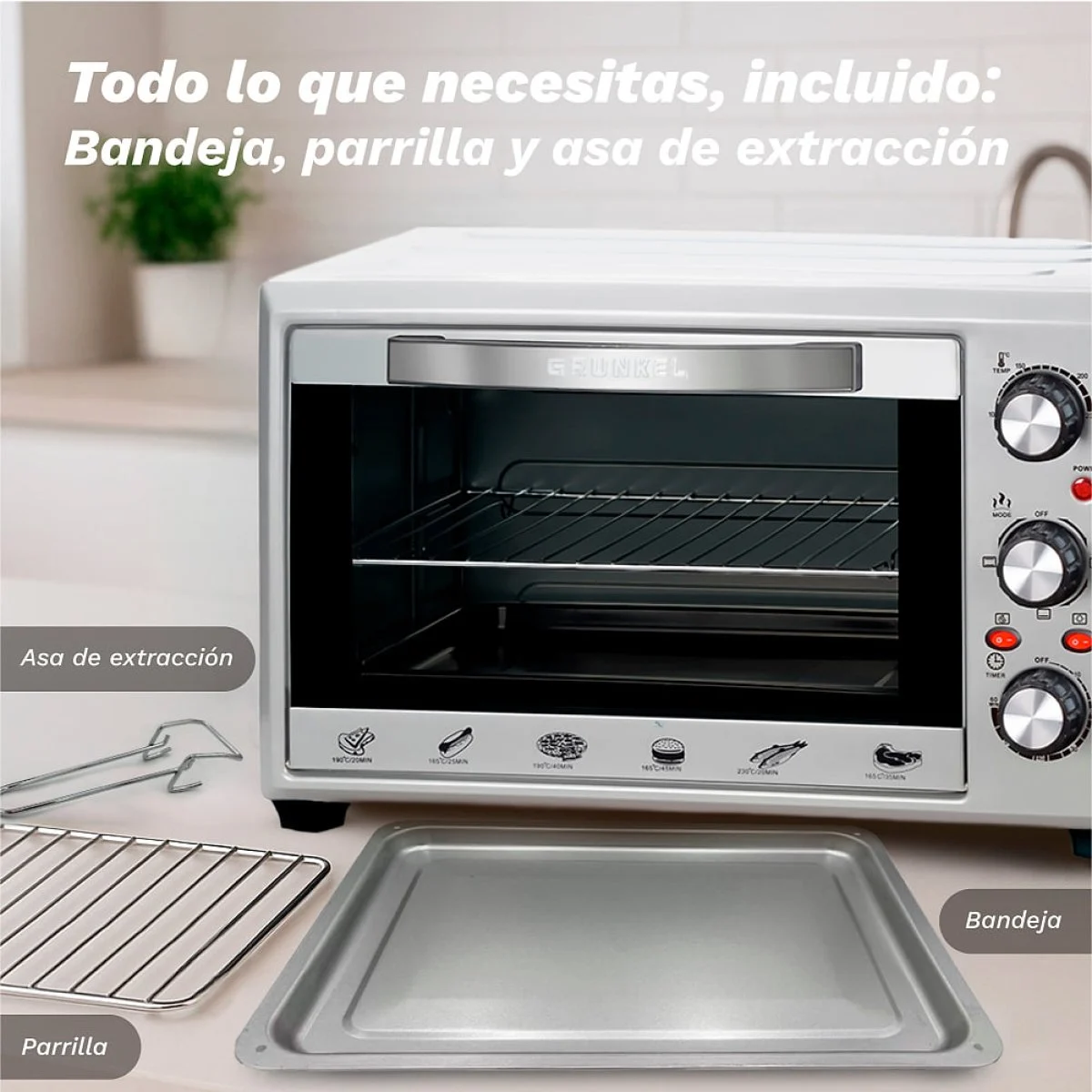 Horno eléctrico Grunkel HR-28SILVER 28 L 1600 W Convección Plata