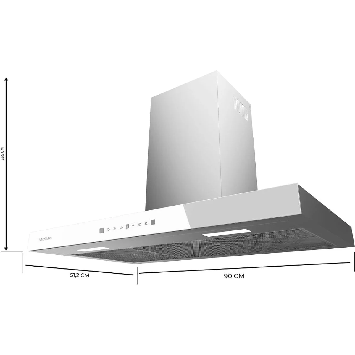 Campana Cecotec Plana Frente Cristal Blanco 90 cm A++