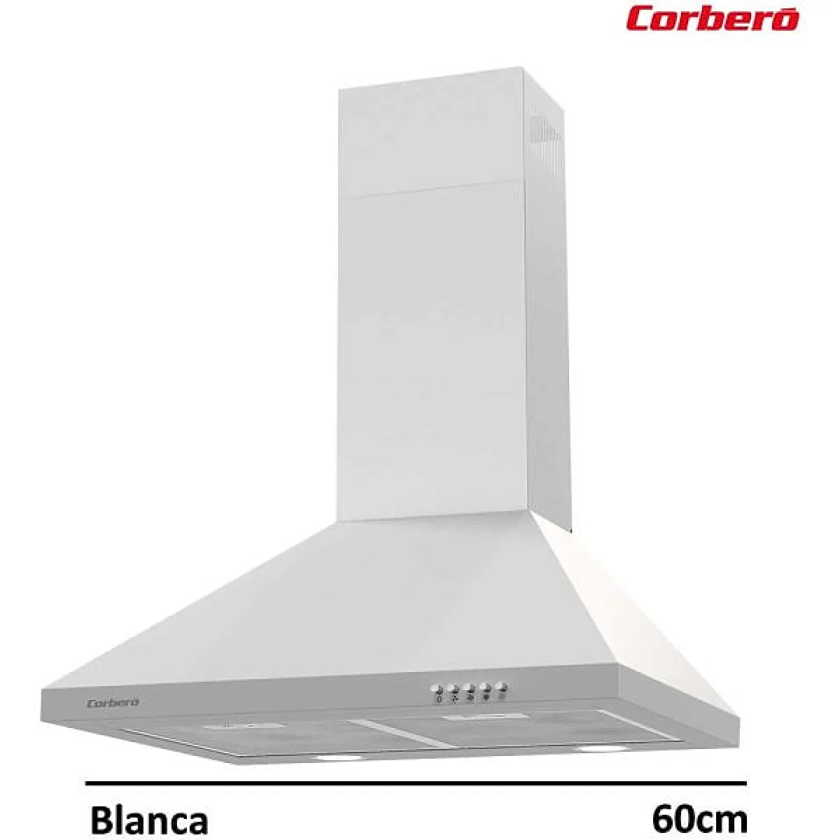 Campana Piramidal Corbero KURAMATHI660W 60 cm 621 m3/h Clase A Blanca