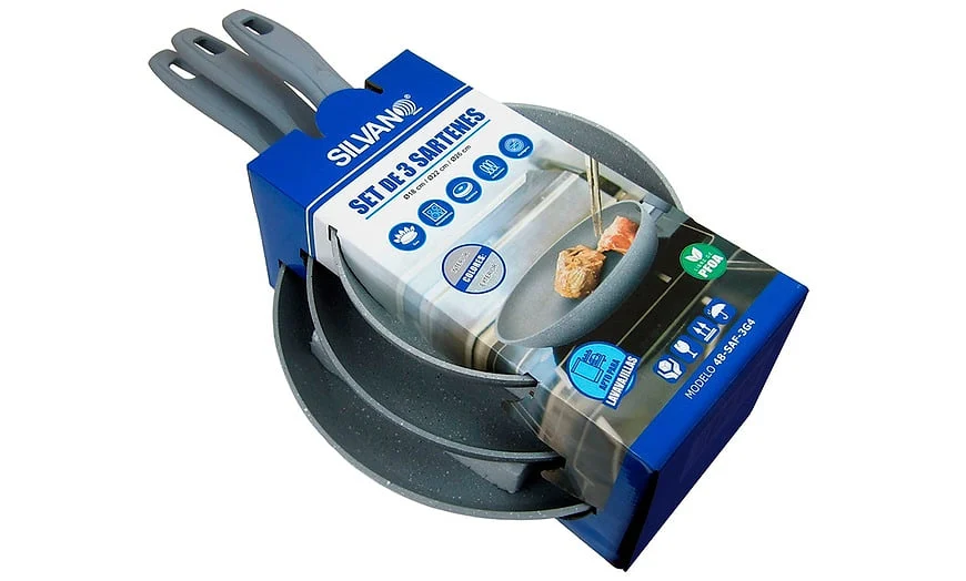 Set de Sartenes Silvano 18-22-26 Grises