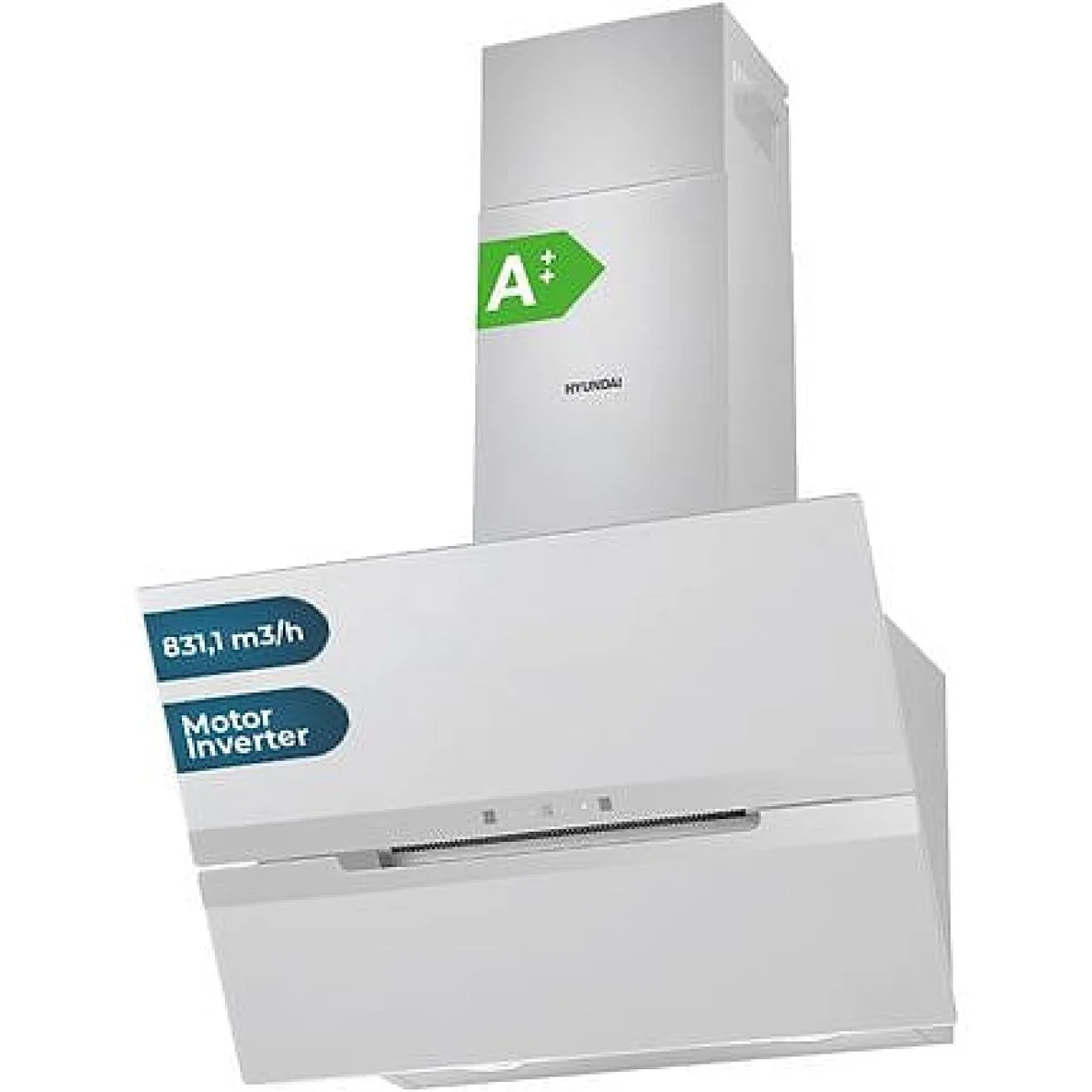 Campana extractora Hyundai HCDE60DCW 60 cm 800 m3/h Táctil Cristal Blanco