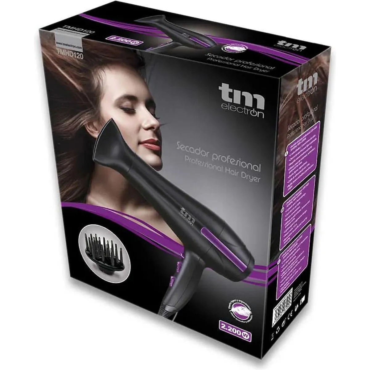 Secador de pelo Tm TMHD120 2200 W Negro