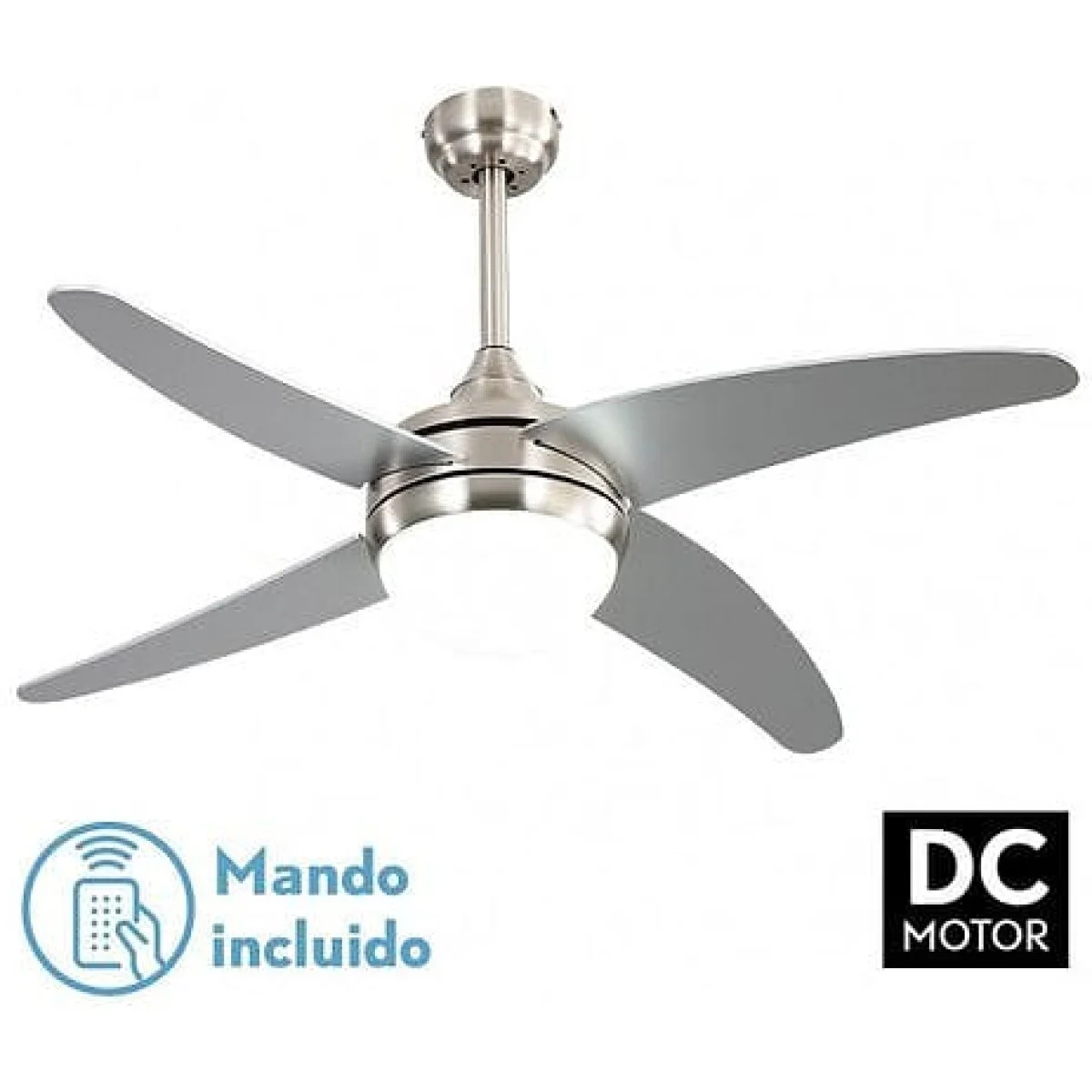 Ventilador de Techo Abrila KLOD Níquel/Plata 117 cm 4 Aspas