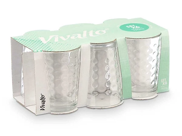 Juego 6 Vasos Agua Puntos 190 ml Vivalto