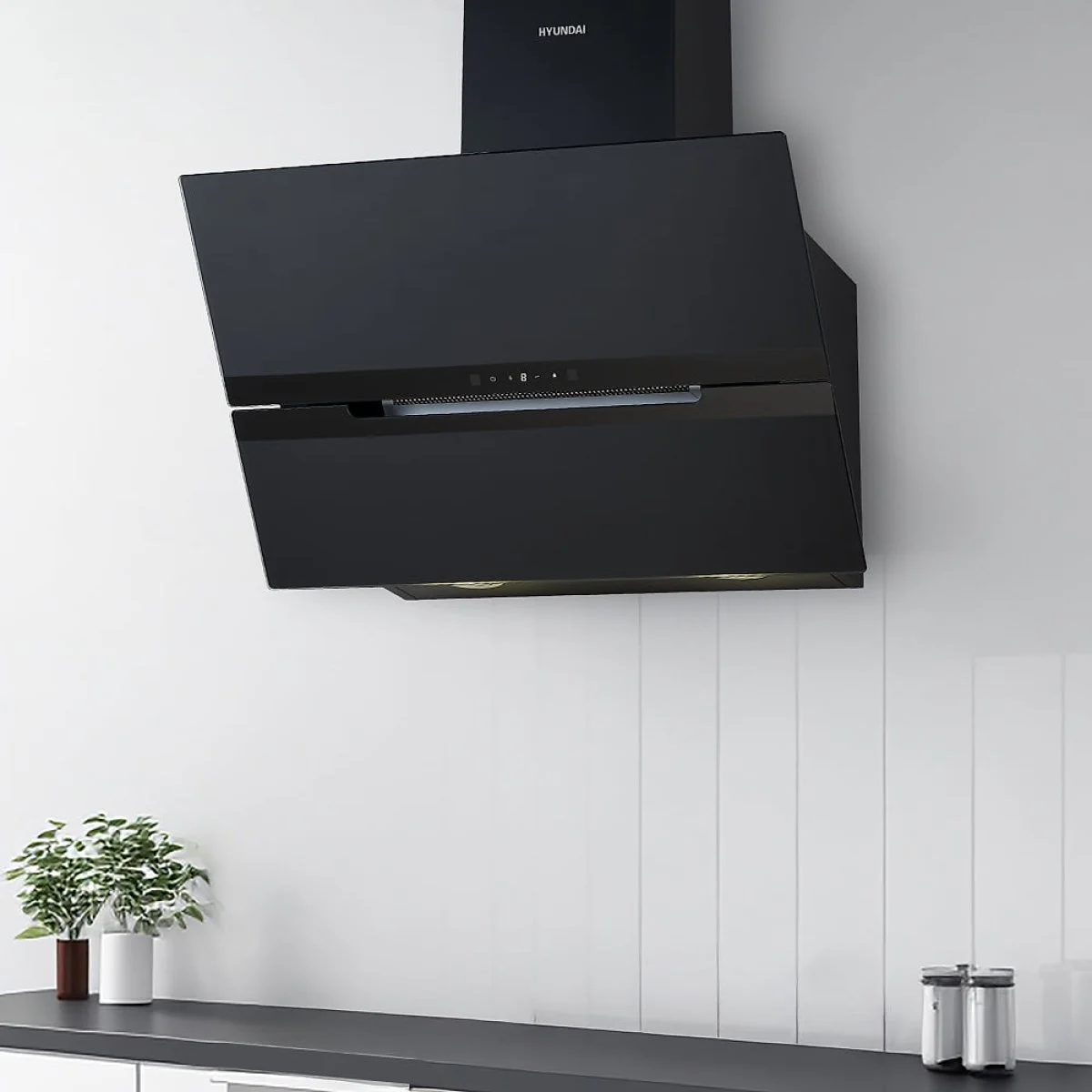 Campana extractora Hyundai HCDE60DCB 60 cm 831 m3/h Clase A++ Cristal Negro Táctil