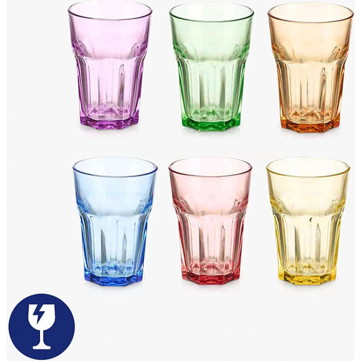 Set de 6 vasos surtidos colores 360 ml