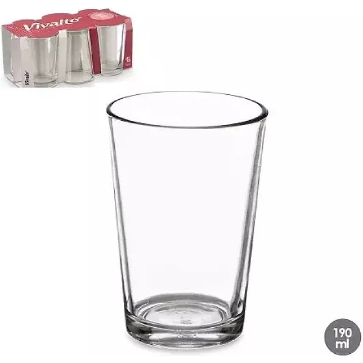 Juego 6 Vasos Agua Lisos 190 ml Vivalto